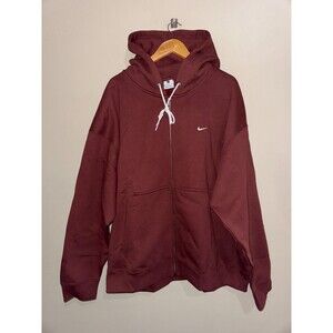 Nike Solo Swoosh Full-Zip Hoodie Brown Dark Pony White DR0403-231 Men's 2XL NEW